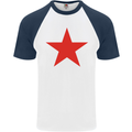 Red Star Army As Worn by Mens S/S Baseball T-Shirt White/Navy Blue