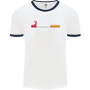 Anti Smoking Grim Reaper Smoker Give UP Mens White Ringer T-Shirt White/Navy Blue