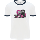 Honey Badger Mens White Ringer T-Shirt White/Navy Blue