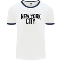 New York City as Worn by John Lennon Mens White Ringer T-Shirt White/Navy Blue