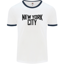 New York City as Worn by John Lennon Mens White Ringer T-Shirt White/Navy Blue