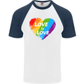 LGBT Love Is Love Gay Pride Day Awareness Mens S/S Baseball T-Shirt White/Navy Blue