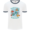 Bloop Bloop Funny Fishing Fisherman Mens Ringer T-Shirt White/Navy Blue