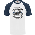 Legendary Motorcycles Biker Cafe Racer Mens S/S Baseball T-Shirt White/Navy Blue