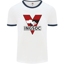 INGSOC George Orwell English Socialism 1994 Mens White Ringer T-Shirt White/Navy Blue