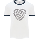 Bike Heart Chain Cycling Biker Motorcycle Mens White Ringer T-Shirt White/Navy Blue