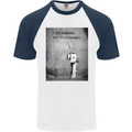 I See Humans but No Humanity Banksy Art Mens S/S Baseball T-Shirt White/Navy Blue