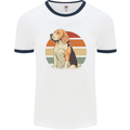 Dogs Beagle With a Retro Sunset Background Mens White Ringer T-Shirt White/Navy Blue