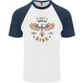 Rising Pheonix Motivational Message Quote Mens S/S Baseball T-Shirt White/Navy Blue