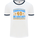 40th Birthday Turning 40 Is Great Year Old Mens White Ringer T-Shirt White/Navy Blue