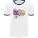 Spore Me the Details Funny Mushroom Mens Ringer T-Shirt White/Navy Blue