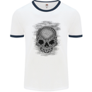 Skull of Chains Mens White Ringer T-Shirt White/Navy Blue