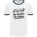My Brother is Older 30th 40th 50th Birthday Mens White Ringer T-Shirt White/Navy Blue