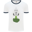 Smoked Broccoli Mens White Ringer T-Shirt White/Navy Blue