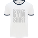 Gym Training Top Bodybuilding Weightlifting Mens White Ringer T-Shirt White/Navy Blue
