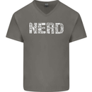 Nerd Word Art Geek Mens V-Neck Cotton T-Shirt Charcoal