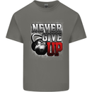 Never Give Up Gym Training Top Bodybuilding Mens Cotton T-Shirt Tee Top Charcoal
