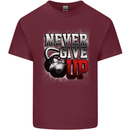Never Give Up Gym Training Top Bodybuilding Mens Cotton T-Shirt Tee Top Maroon