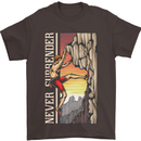Never Surrender Rock Climbing Climber Mens T-Shirt Cotton Gildan Dark Chocolate