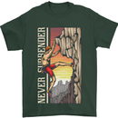 Never Surrender Rock Climbing Climber Mens T-Shirt Cotton Gildan Forest Green