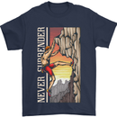 Never Surrender Rock Climbing Climber Mens T-Shirt Cotton Gildan Navy Blue