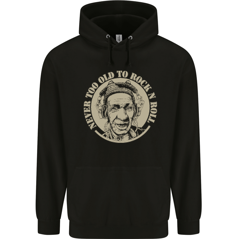 Never Too Old to Rock and Roll Mens Hoodie Black