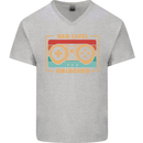 New Dad Father Gaming Gamer Baby Mens V-Neck Cotton T-Shirt Sports Grey
