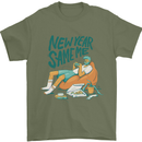 New Year Same Me Resolution Gaming Lazy Mens T-Shirt Cotton Gildan Military Green
