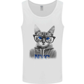 New York City Cat With Glasses Mens Vest Tank Top White