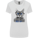 New York City Cat With Glasses Womens Wider Cut T-Shirt White