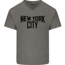 New York City as Worn by John Lennon Mens V-Neck Cotton T-Shirt Charcoal
