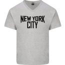 New York City as Worn by John Lennon Mens V-Neck Cotton T-Shirt Sports Grey