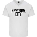 New York City as Worn by John Lennon Mens V-Neck Cotton T-Shirt White