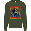 No Coffee No Work Funny Skull Grim Reaper Kids Sweatshirt Jumper Forest Green