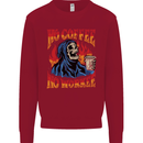 No Coffee No Work Funny Skull Grim Reaper Kids Sweatshirt Jumper Red