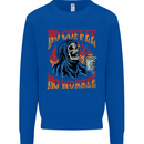 No Coffee No Work Funny Skull Grim Reaper Kids Sweatshirt Jumper Royal Blue