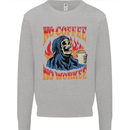 No Coffee No Work Funny Skull Grim Reaper Kids Sweatshirt Jumper Sports Grey
