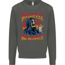 No Coffee No Work Funny Skull Grim Reaper Kids Sweatshirt Jumper Storm Grey
