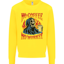 No Coffee No Work Funny Skull Grim Reaper Kids Sweatshirt Jumper Yellow
