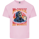 No Coffee No Work Funny Skull Grim Reaper Kids T-Shirt Childrens Light Pink