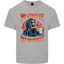 No Coffee No Work Funny Skull Grim Reaper Kids T-Shirt Childrens Sports Grey