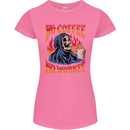 No Coffee No Work Funny Skull Grim Reaper Womens Petite Cut T-Shirt Azalea