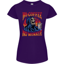 No Coffee No Work Funny Skull Grim Reaper Womens Petite Cut T-Shirt Purple