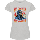 No Coffee No Work Funny Skull Grim Reaper Womens Petite Cut T-Shirt Sports Grey