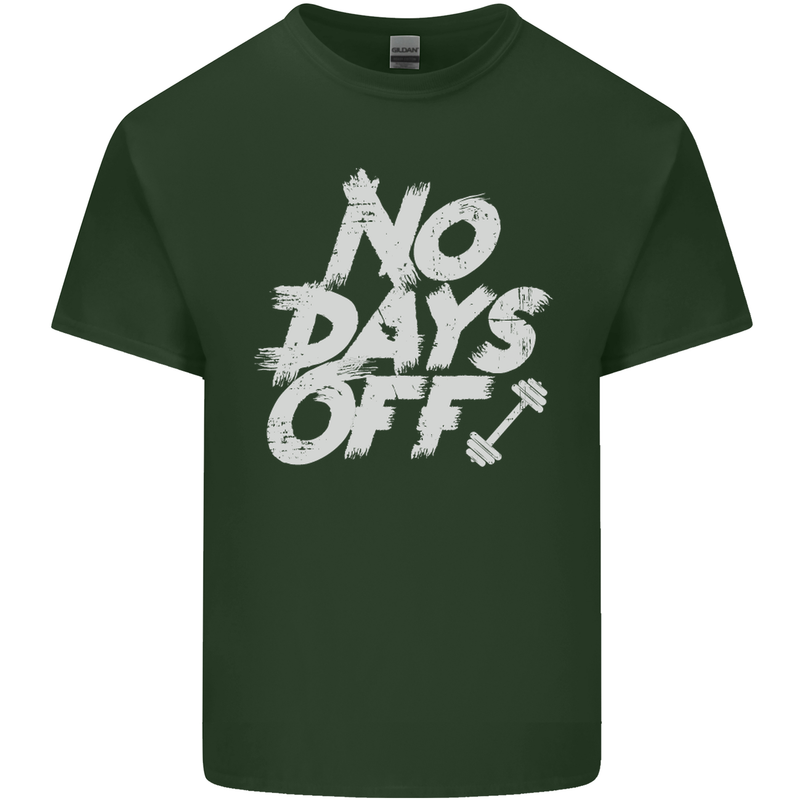 No Days Off Gym Training Top Bodybuilding Mens Cotton T-Shirt Tee Top Forest Green