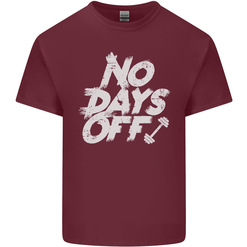 No Days Off Gym Training Top Bodybuilding Mens Cotton T-Shirt Tee Top Maroon