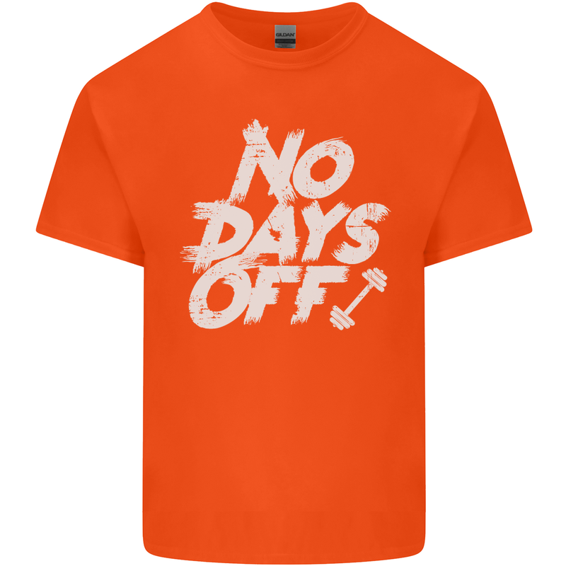 No Days Off Gym Training Top Bodybuilding Mens Cotton T-Shirt Tee Top Orange