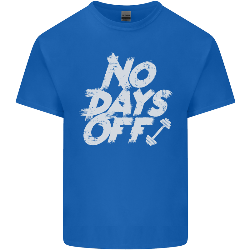 No Days Off Gym Training Top Bodybuilding Mens Cotton T-Shirt Tee Top Royal Blue