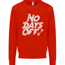 No Days Off Gym Training Top Bodybuilding Mens Sweatshirt Jumper Bright Red