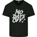 No Days Off Gym Training Top Bodybuilding Mens V-Neck Cotton T-Shirt Black